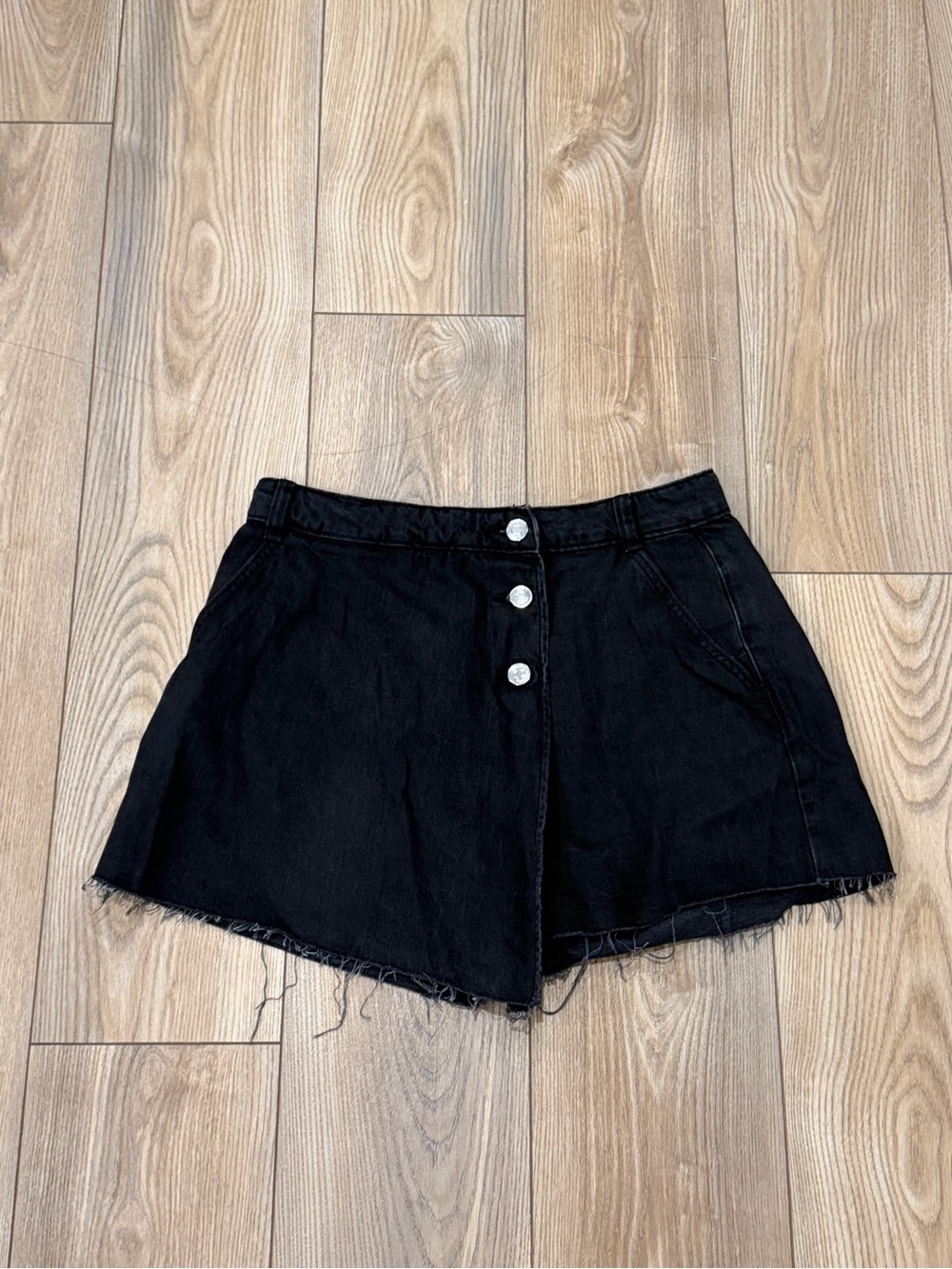 Zara Washed Black Denim Jean Skort
